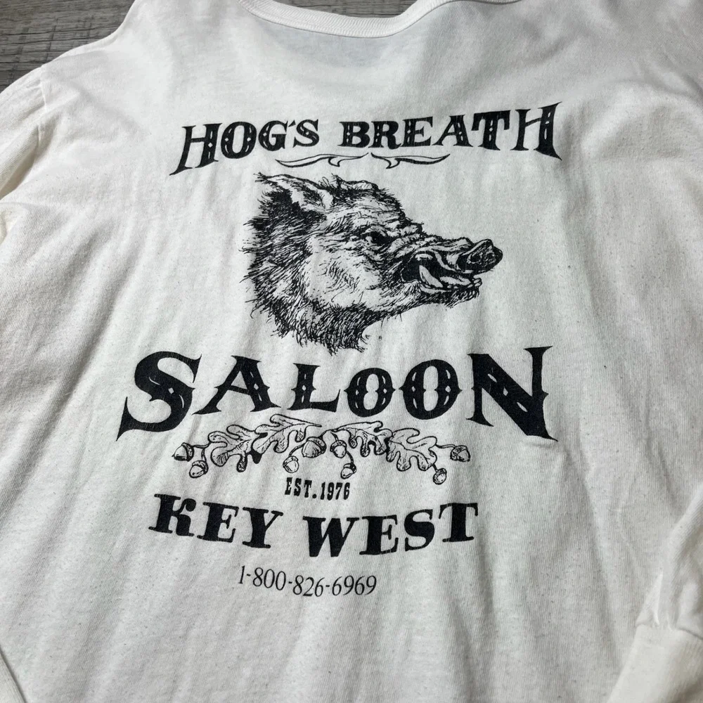 Hogs Breath‎ Saloon Long Sleeve Mens L White Key West Florida Graphic Tee
